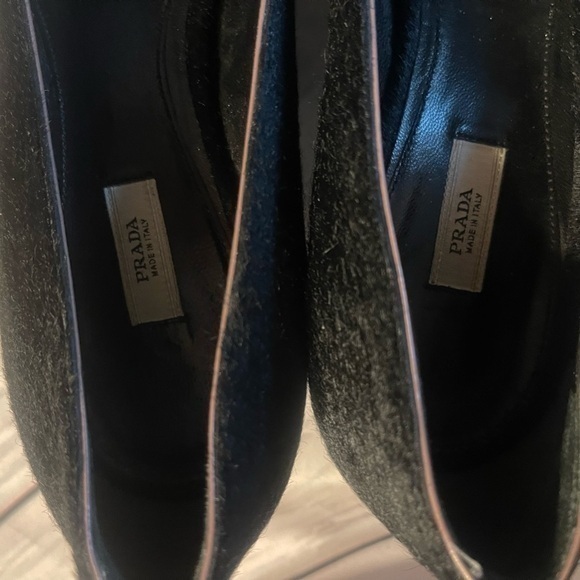 PRADA - Black Buckle Pointed Toe Pony Hair Low Heel Kitten Pumps Sz 40.5 US 10.5 - Picture 3 of 10
